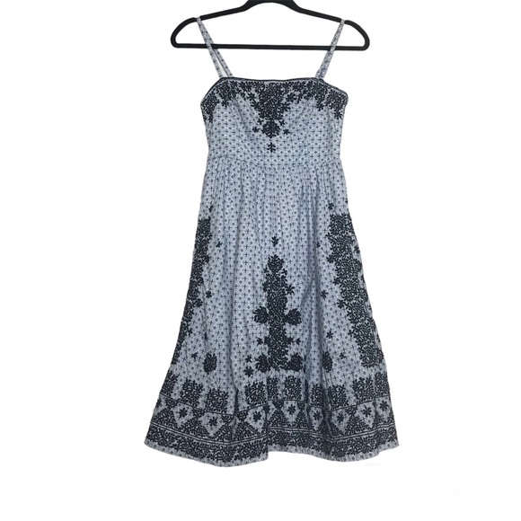 Moulinette Soeurs Dresses & Skirts - Moulinette Soeurs Coquette Blue Floral Embroidered Fit & Flare Dress Size 0 Boho